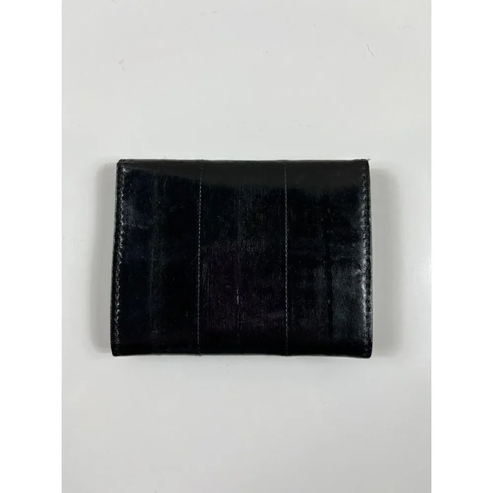 Austin Grey Geniune Eelskin Trifold Keyholder Snap Wallet Black Unisex